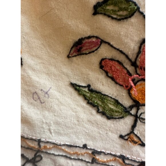 Indian Hand Embroidered Folk Art Floral Cotton Table Runner table top wall - Picture 14 of 15